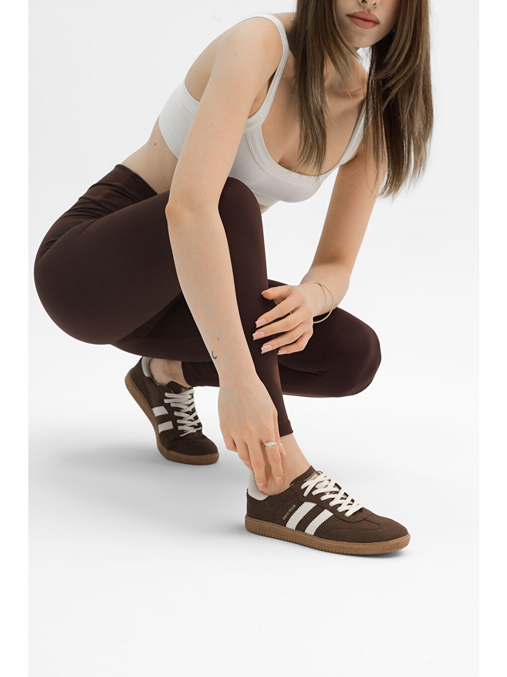 Kahverengi Unisex Kahve Süet Termo Taban Yanı Şeritli Bağcıklı Spor Ayakkabı-4