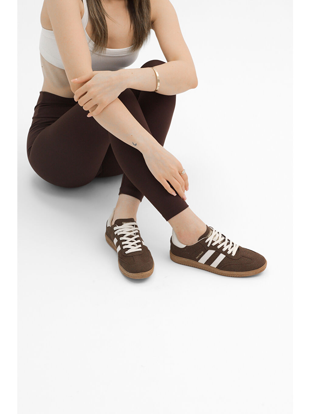 Kahverengi Unisex Kahve Süet Termo Taban Yanı Şeritli Bağcıklı Spor Ayakkabı-5