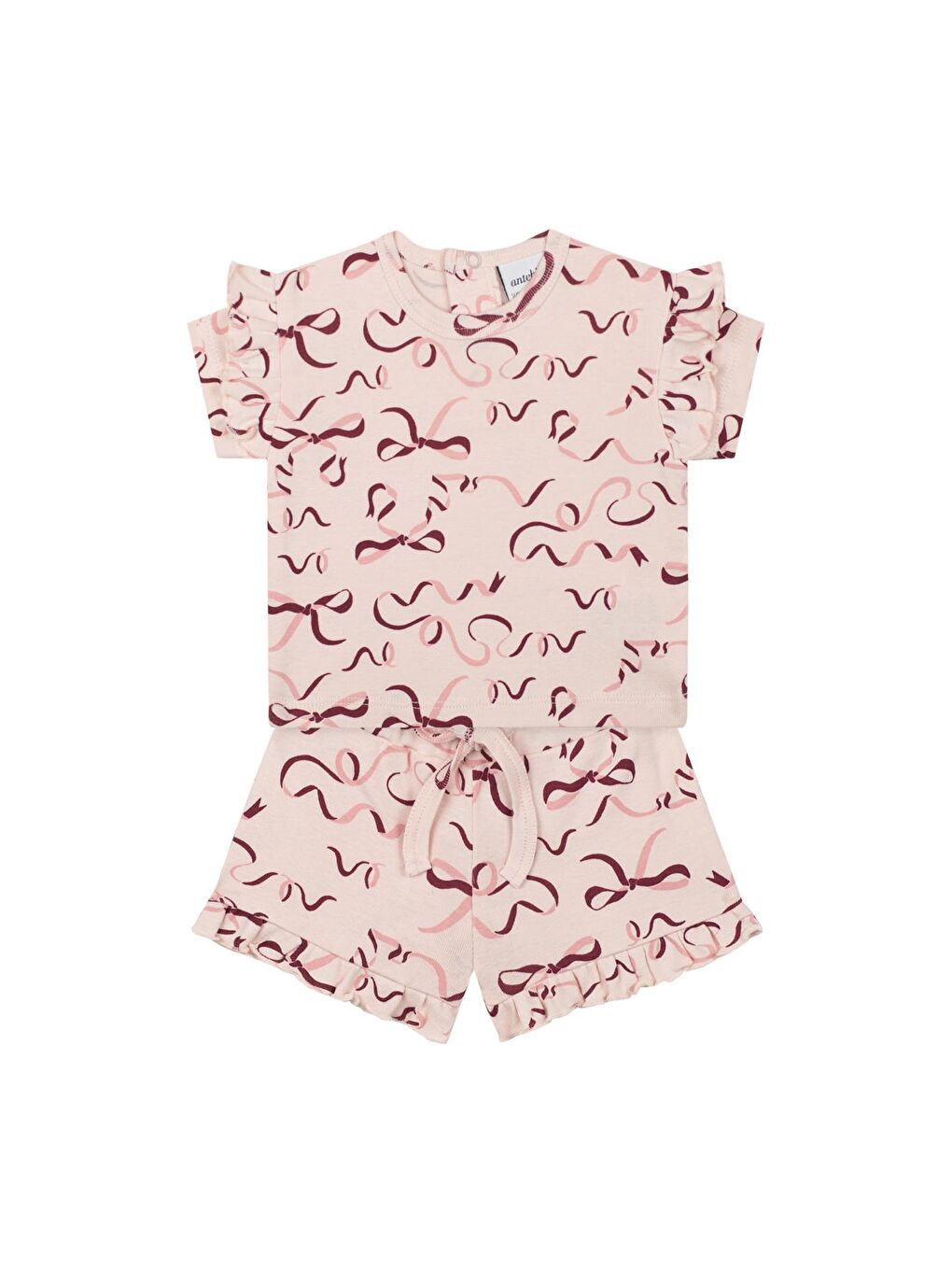 Pembe Kurdele Şortlu Set