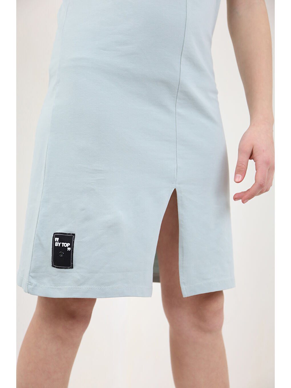 Gri Kız Çocuk 2li Baskılı Elbiseli Takım-1