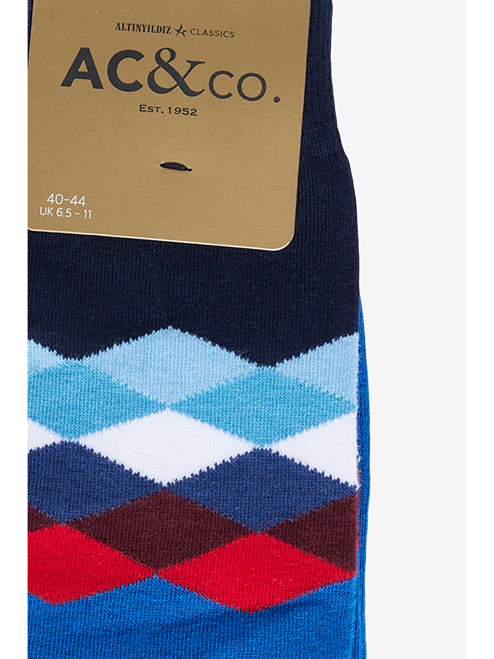 Erkek Mavi Desenli Mavi Pamuklu Casual Çorap-1