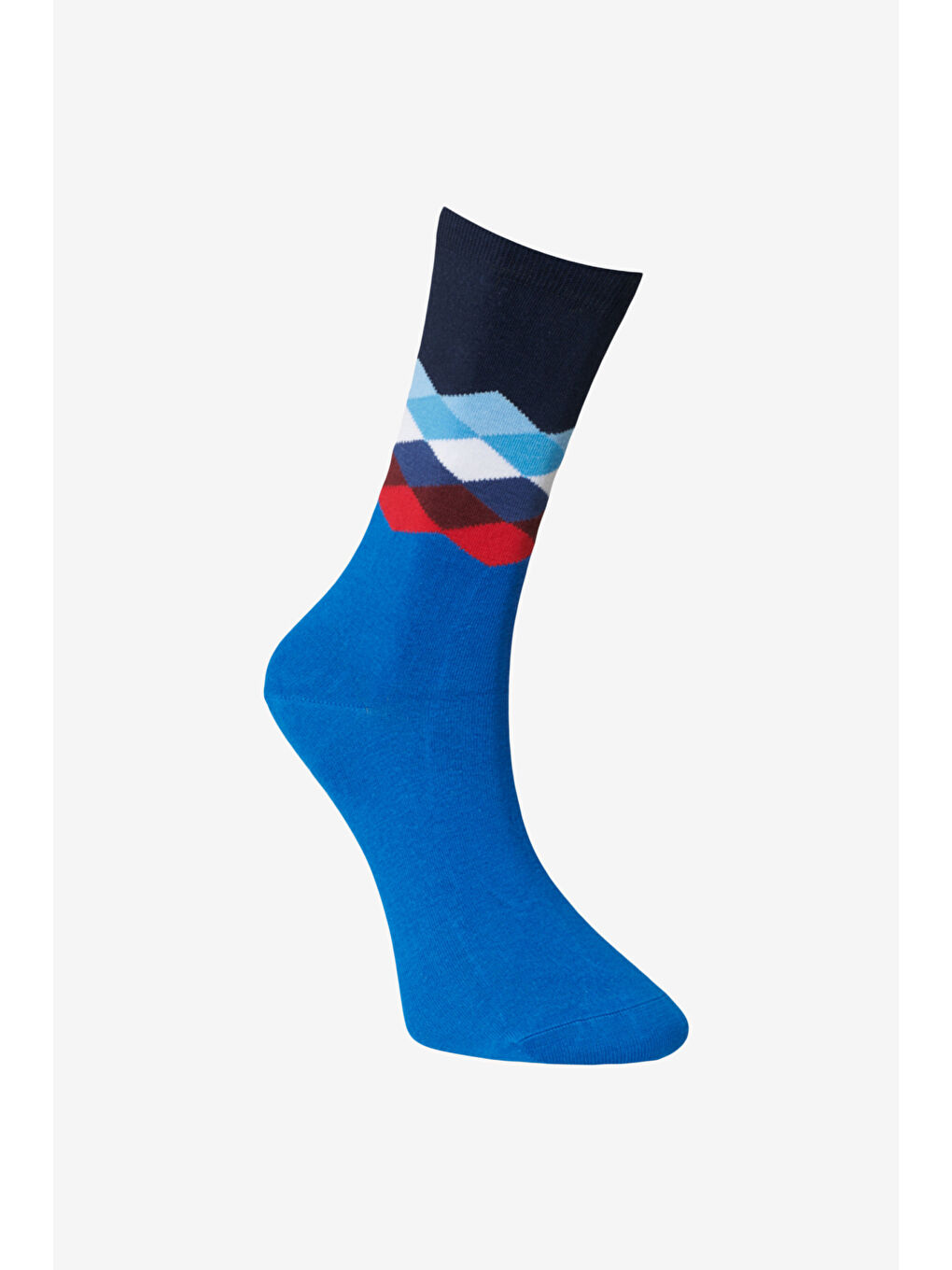 Erkek Mavi Desenli Mavi Pamuklu Casual Çorap-2