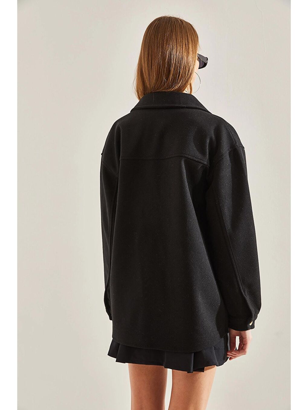 Siyah Kadın Çıtçıtlı Kaşe Gömlek 4428 60101002-3