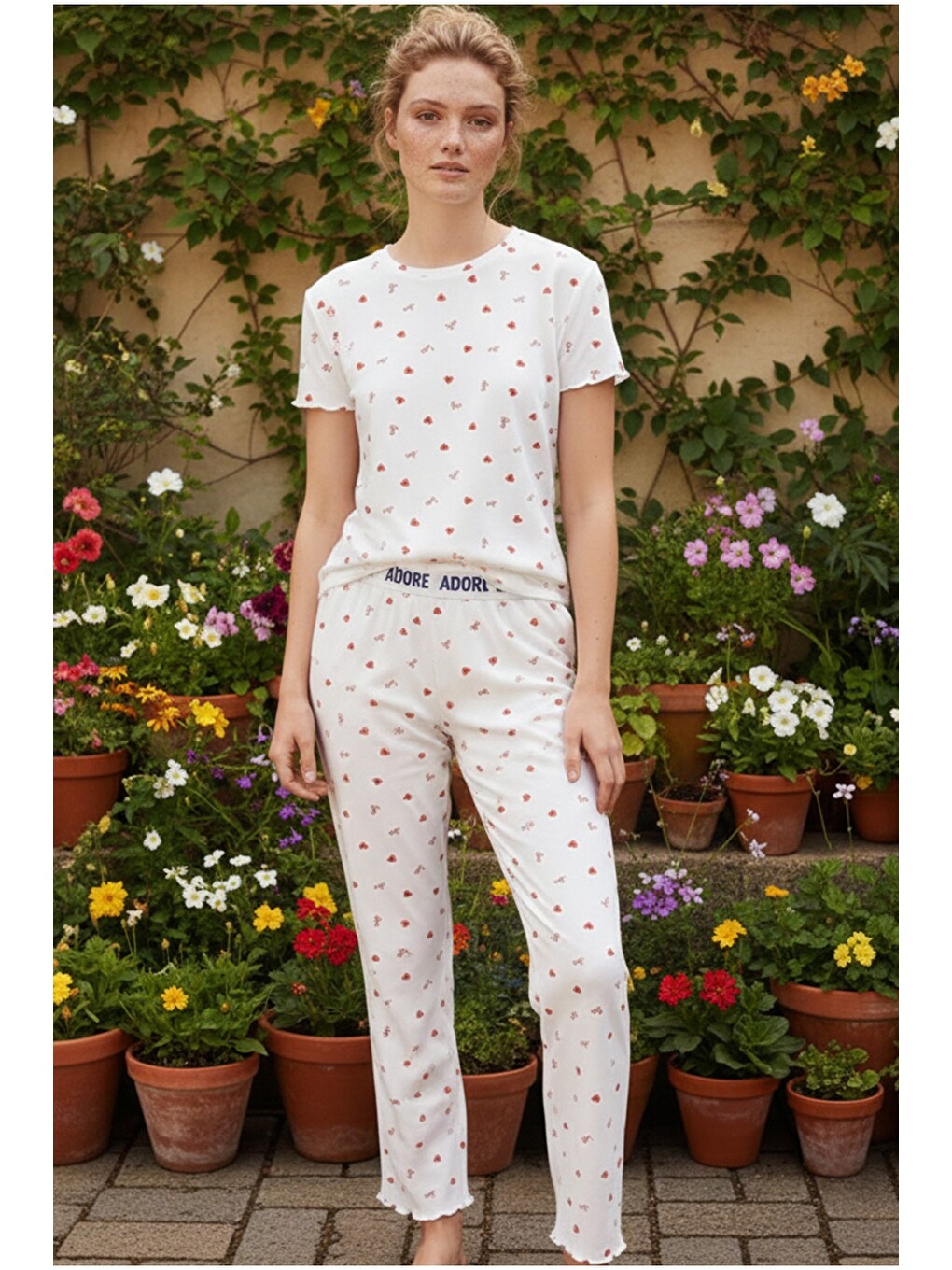Karışık Lastikli Fitilli Kaşkorse Örme Pijama Takım 26120601-1