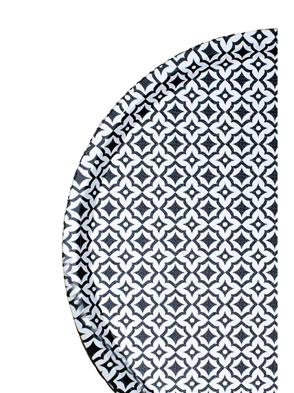 Siyah Dijital Desenli Yuvarlak Sunum Tepsisi-1