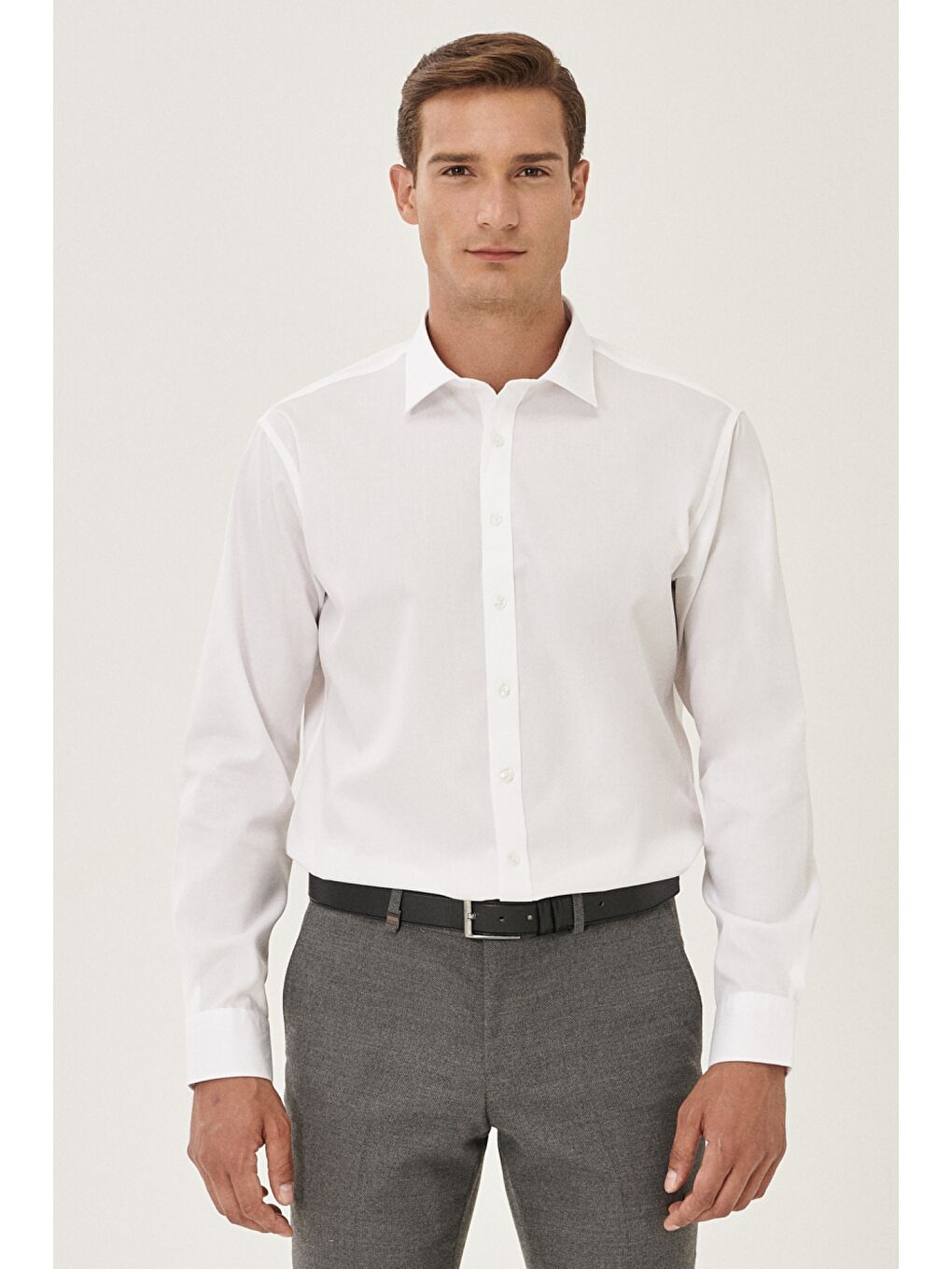 Erkek Beyaz Ütü Gerektirmeyen Non-Iron Comfort Fit Geniş Kesim %100 Pamuk Klasik Yaka Gömlek-4