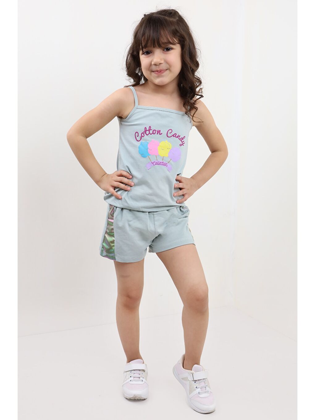 Yeşil Kız Bebek Baskılı Şortlu Takım