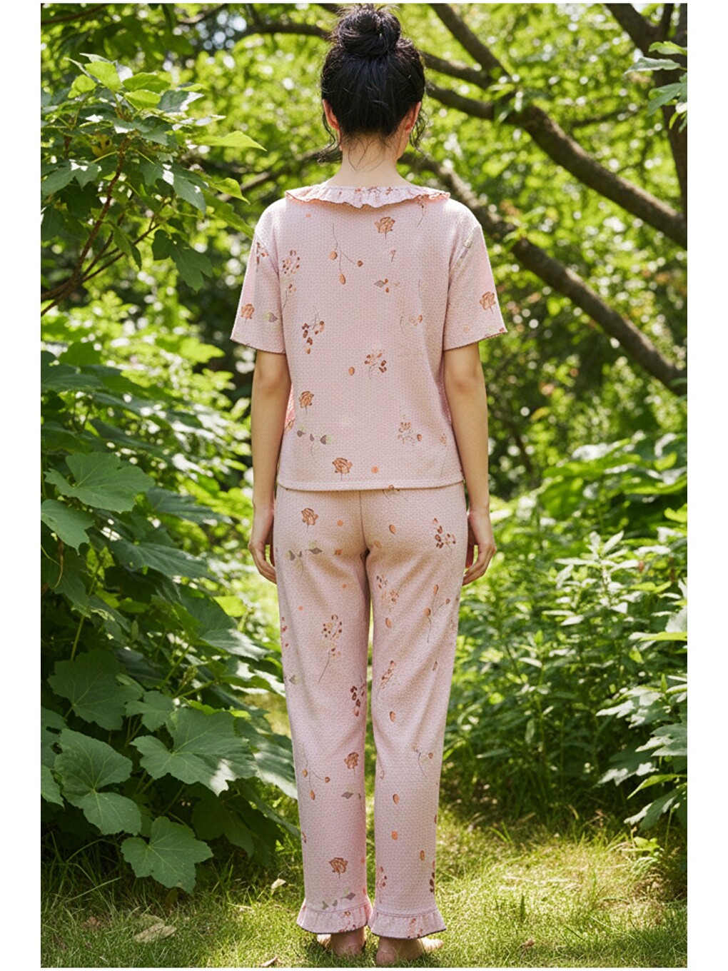 Pembe Bürümcük-krınkıl Düğmeli Pijama Takım26120625-2