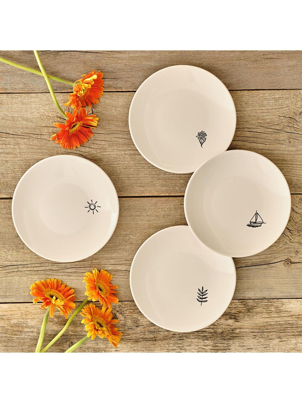 Simple Seramik Pasta Tabağı 4'lü Siyah