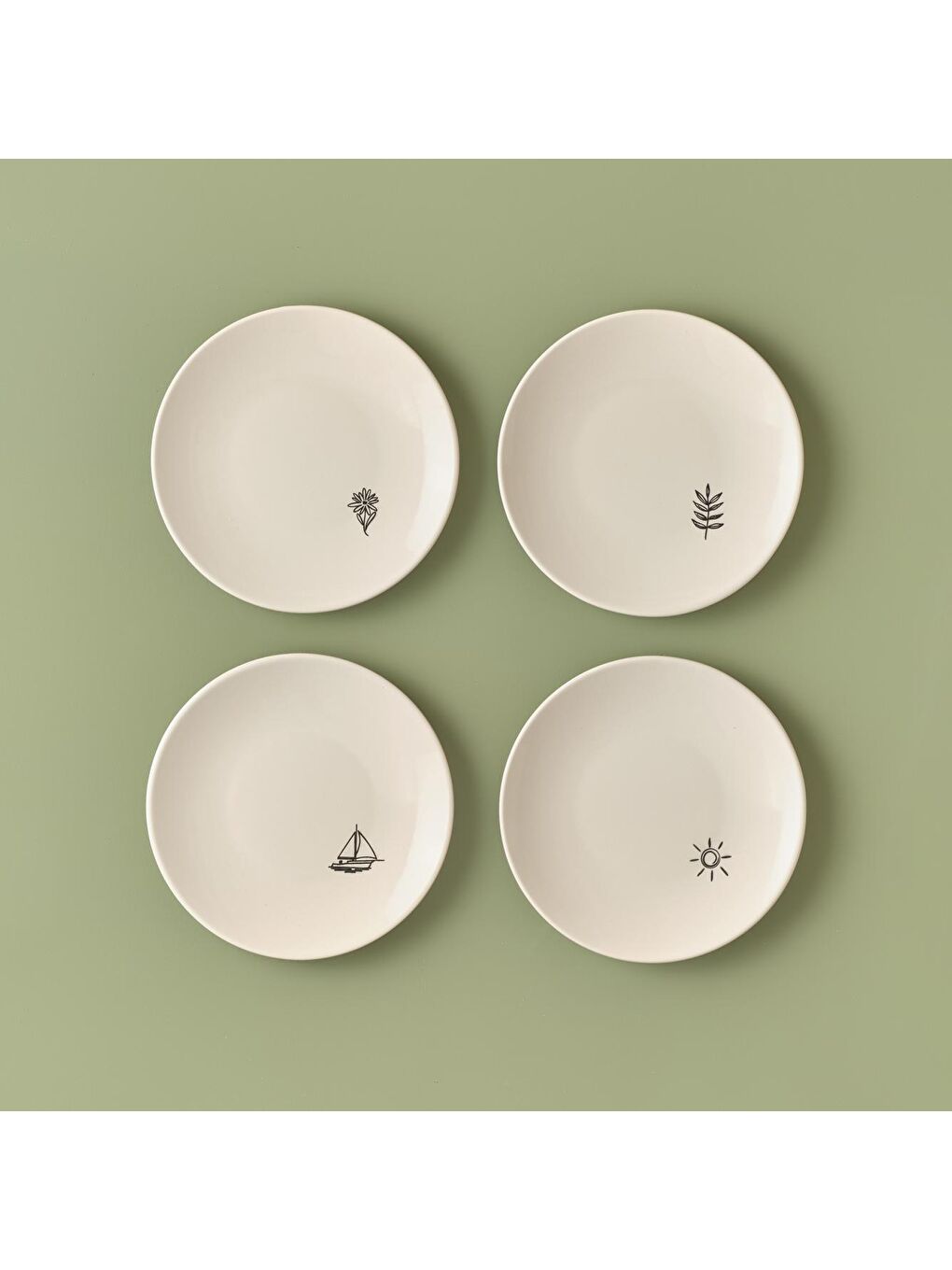 Simple Seramik Pasta Tabağı 4'lü Siyah-1