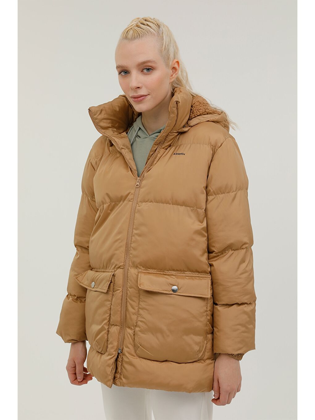 Kinetix Kahverengi W-BELLA COAT 2PR Camel Kadın Uzun Kaban