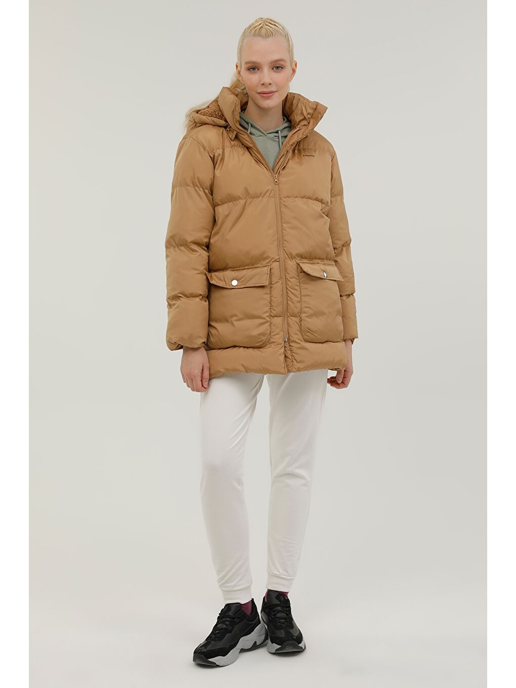 Kinetix Kahverengi W-BELLA COAT 2PR Camel Kadın Uzun Kaban - 2