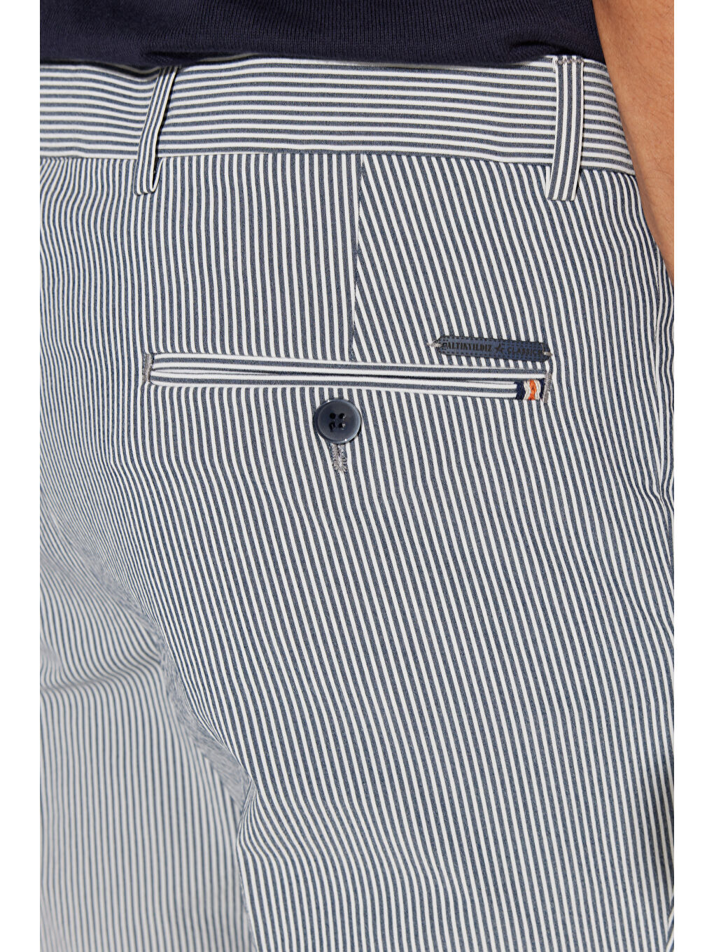 Erkek Lacivert Slim Fit Dar Kesim Pamuklu Gofre Desenli Pantolon-5