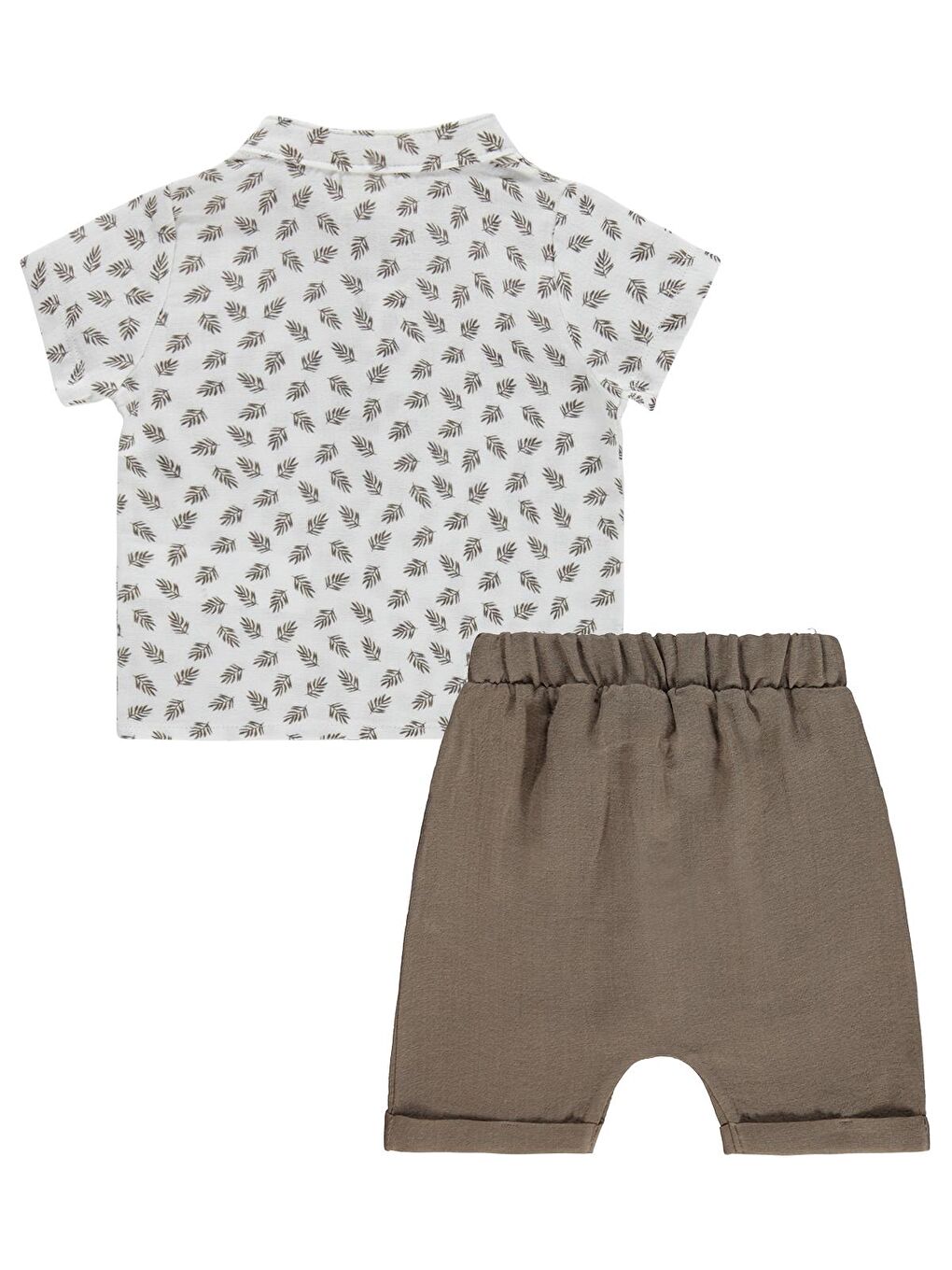 Baby Müslin Yaprak Empirme 6-18 Ay Takım - Kahverengi 6-9 Ay-1