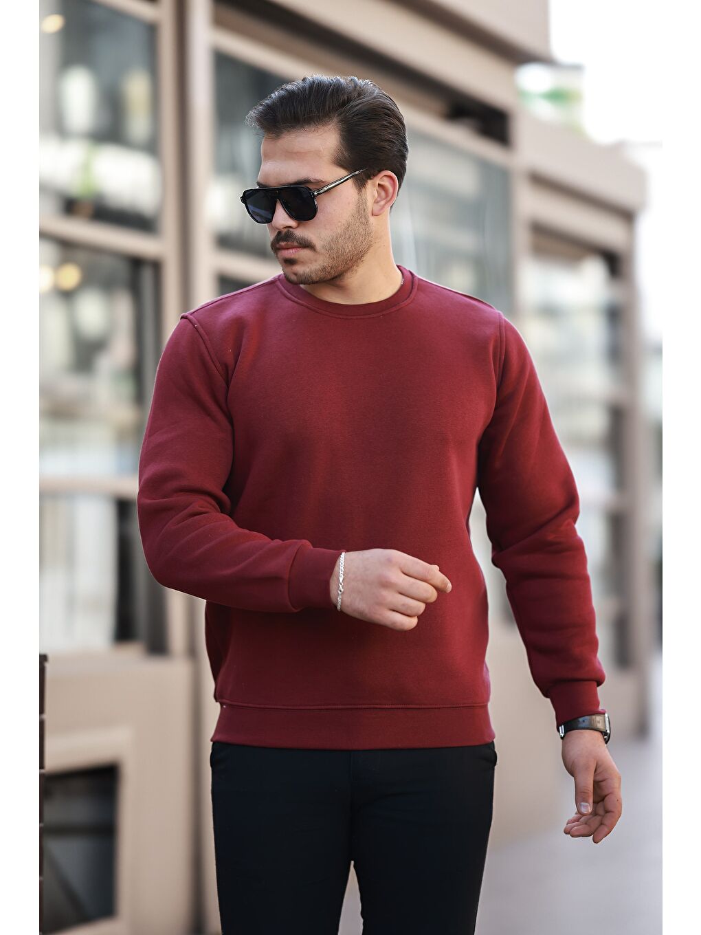 comstar Bordo Erkek Oversize Sweatshirt