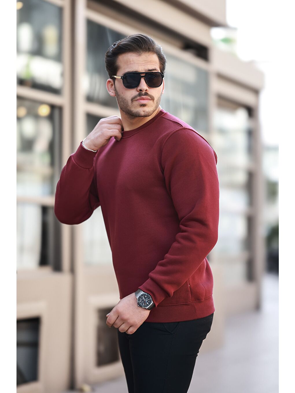 comstar Bordo Erkek Oversize Sweatshirt - 2