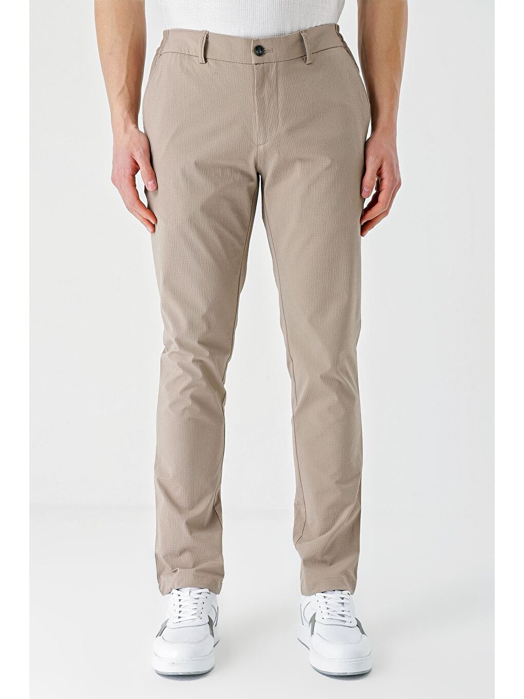 Bej Pamuklu Yandan Cepli Casual Slim Fit Jogger Pantolon 1003240206