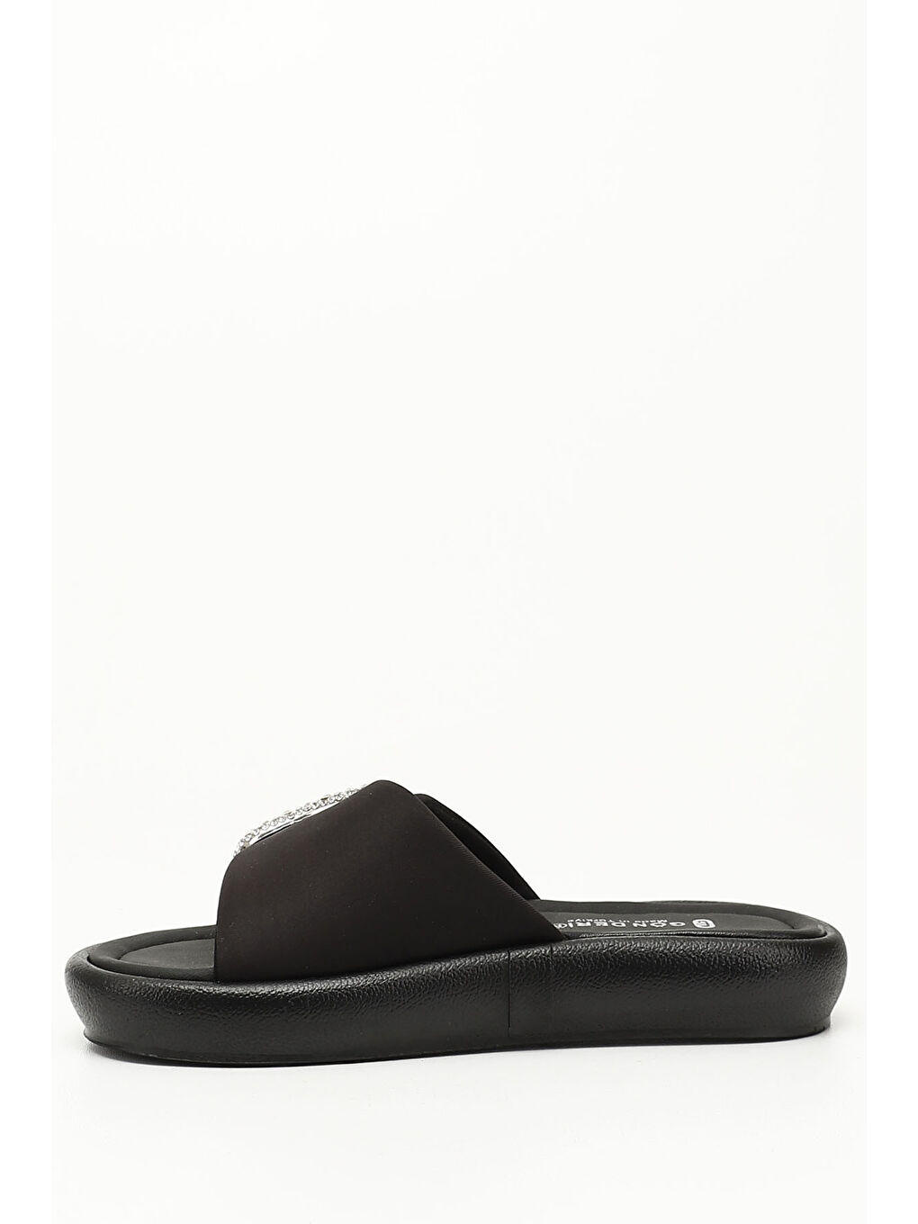 Mor Kadın ZÜMRÜT-SİYAH Scuba Kumaş Taşlı Tokalı Comfort Terlik-2