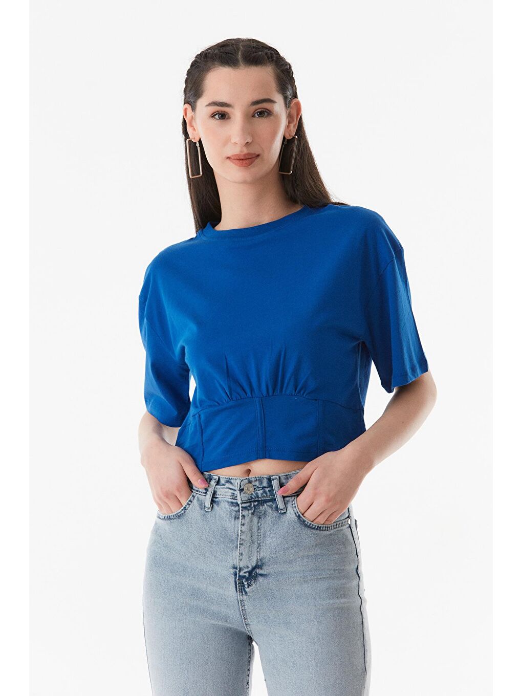 Mavi Basic Bisiklet Yaka Tişört-1