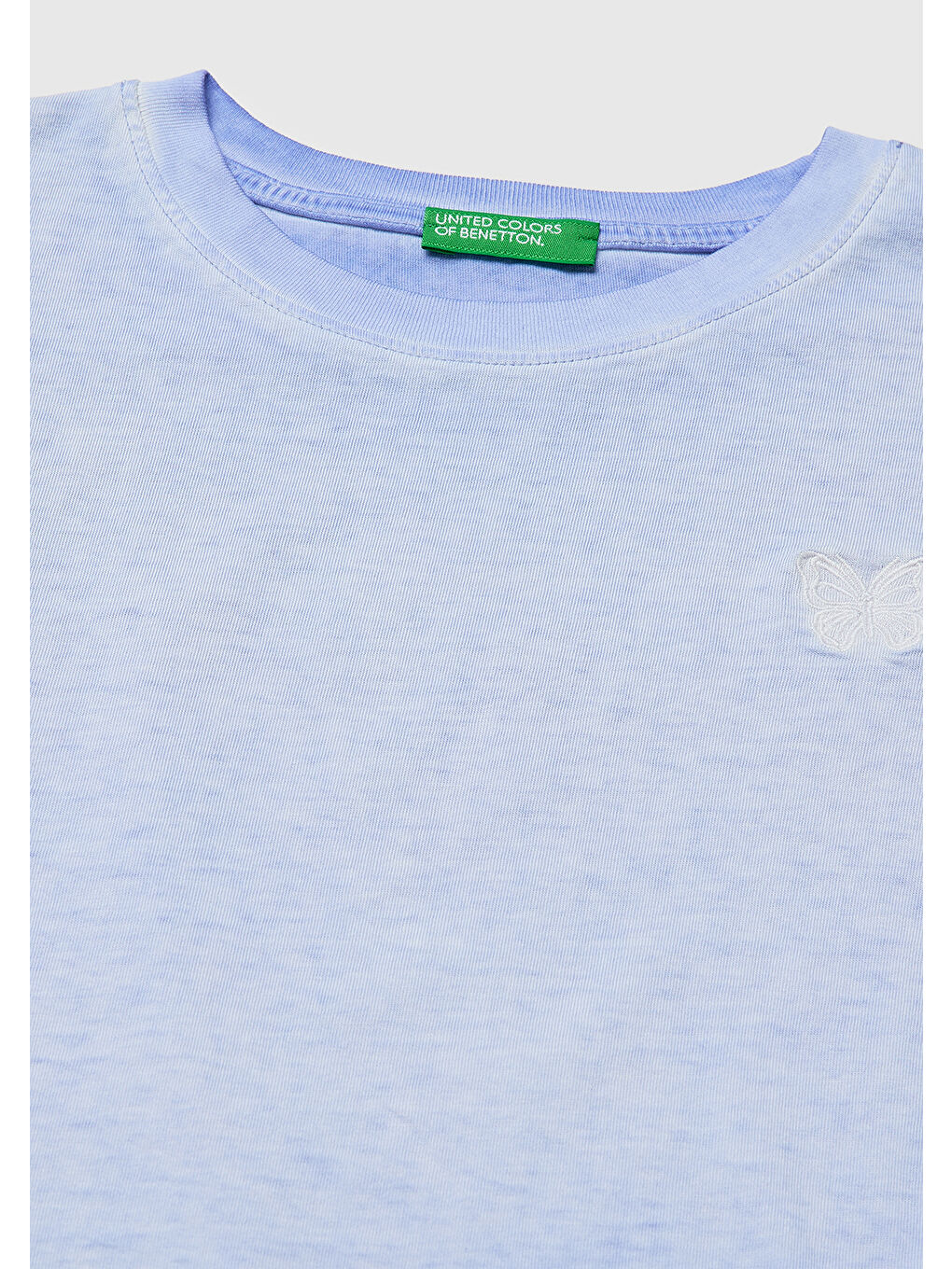 Kız Çocuk Mavi Etek Ucu Düğümlü Baskılı Boxy Fit Kısa Kollu T-Shirt-2