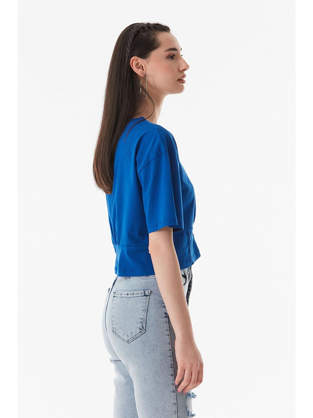 Mavi Basic Bisiklet Yaka Tişört-4