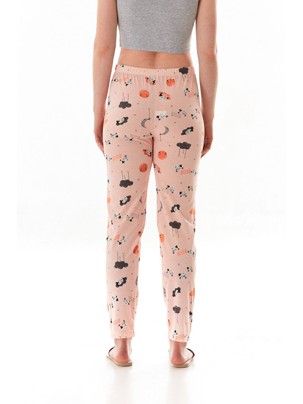 Pembe Ayıcık Baskılı Ekose Pijama Altı-3