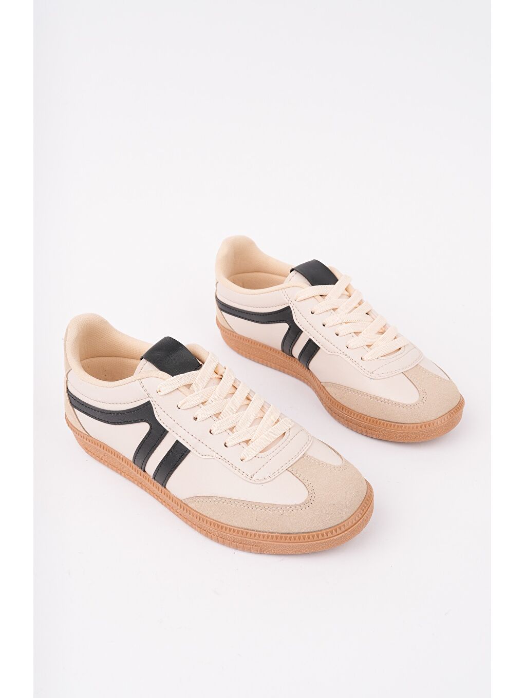 Bej GARCİA Unisex Ortopedik Günlük Bağcıklı Yürüyüş Koşu Sneaker Spor Ayakkabı-2