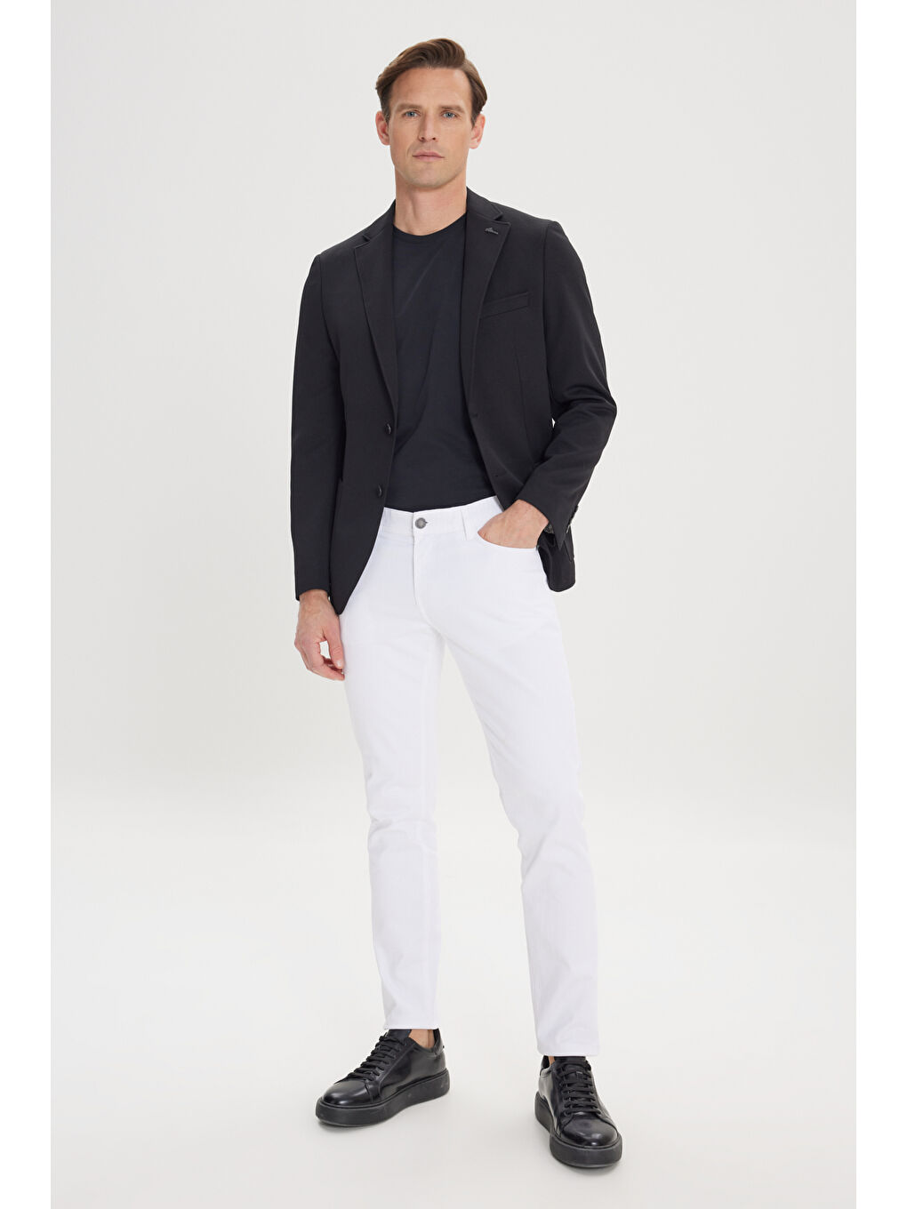 Erkek Siyah Slim Fit Dar Kesim Mono Yaka Casual Ceket-3