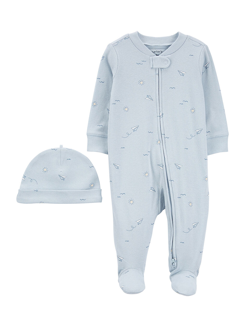 Mavi Erkek Bebek Tulum Set 2'li Paket