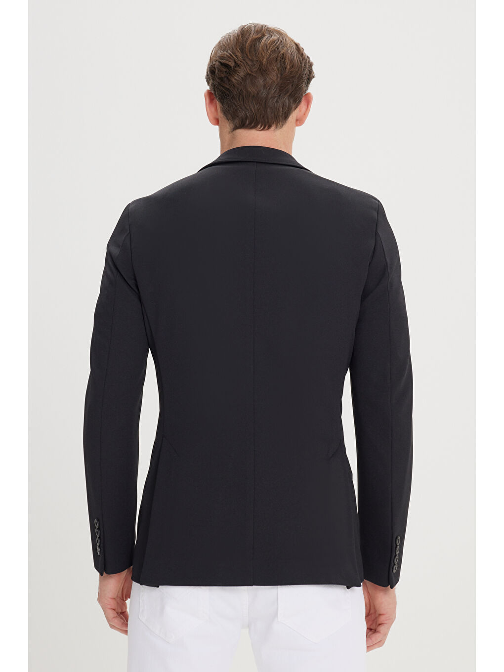 Erkek Siyah Slim Fit Dar Kesim Mono Yaka Casual Ceket-8