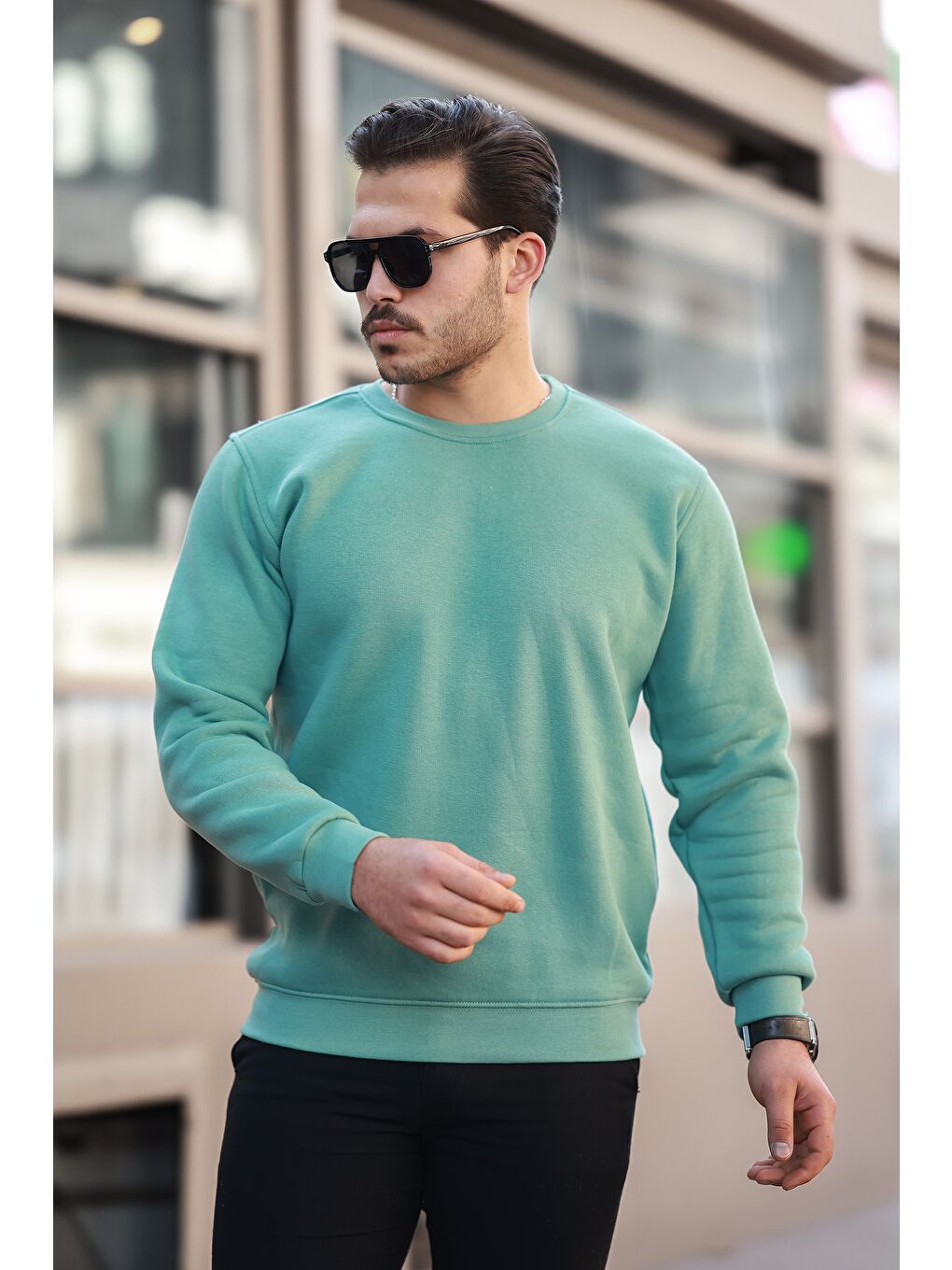 comstar Turkuaz Erkek Oversize Sweatshirt