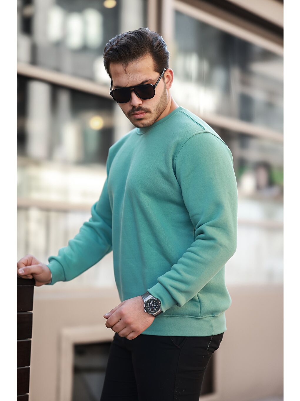 comstar Turkuaz Erkek Oversize Sweatshirt - 2