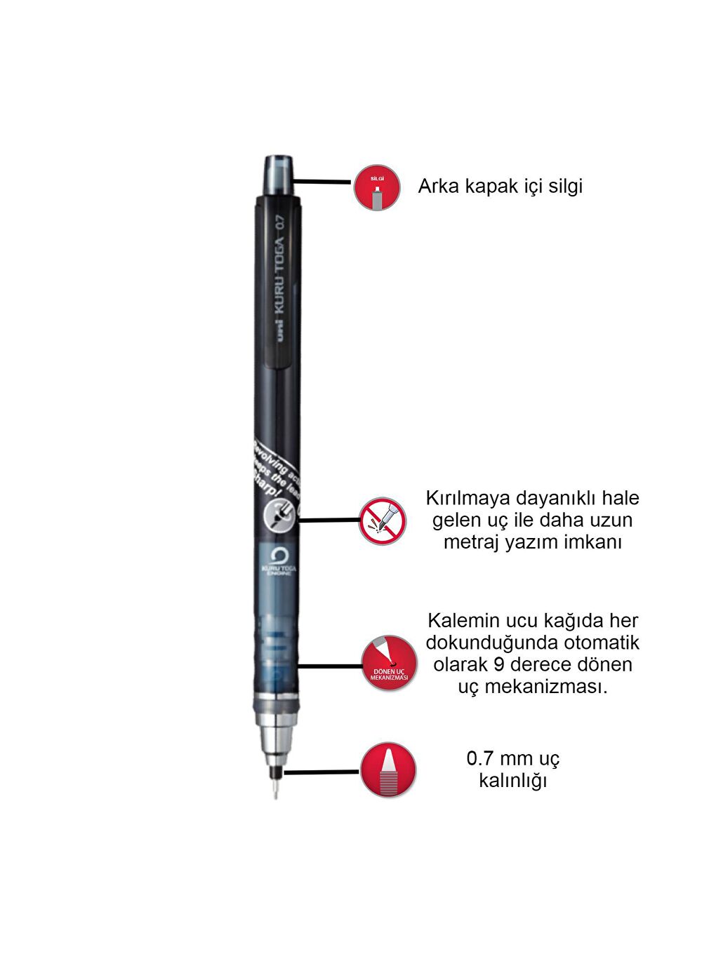 Kuru Toga T Versatil Kalem 0.7 Uçlu Kalem (M7-450T)-1