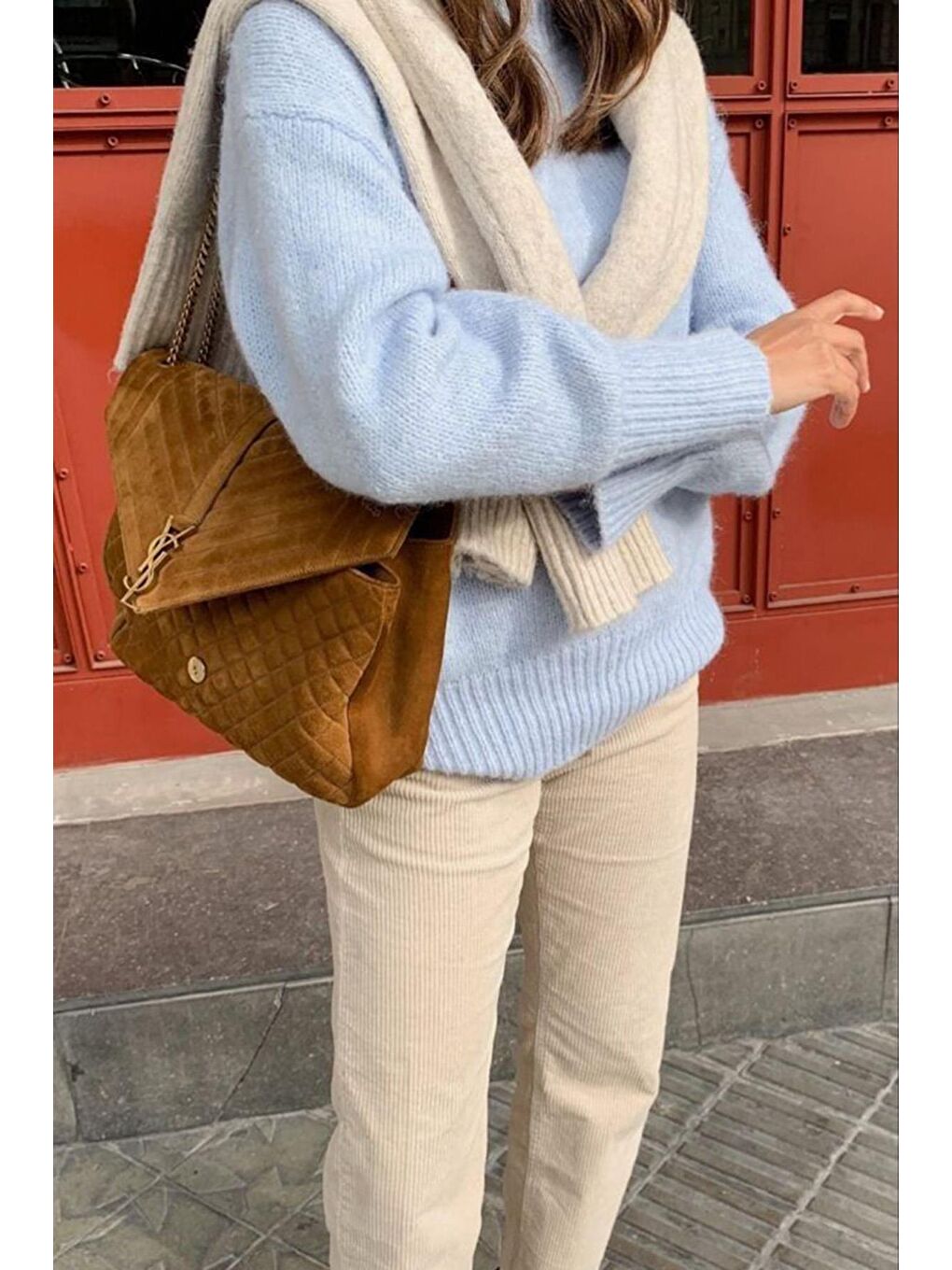 Bebe Mavisi Bisiklet Yaka Oversize Triko Kazak Mg1972-5