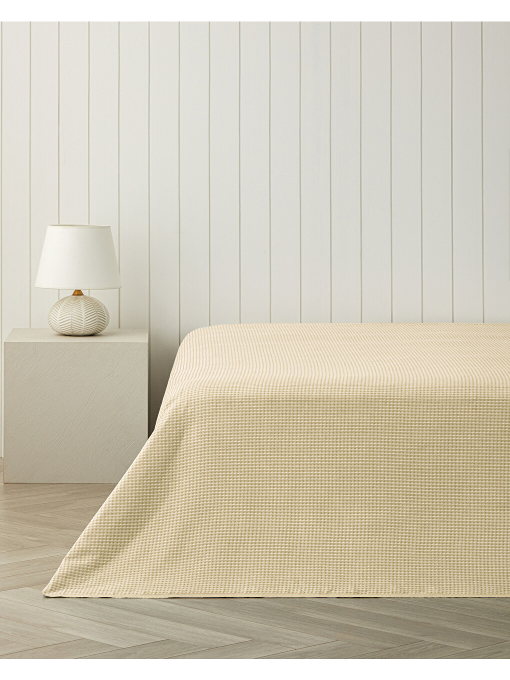 Modern Grid Tek Kişilik Pike 150x220 Cm Sarı-1