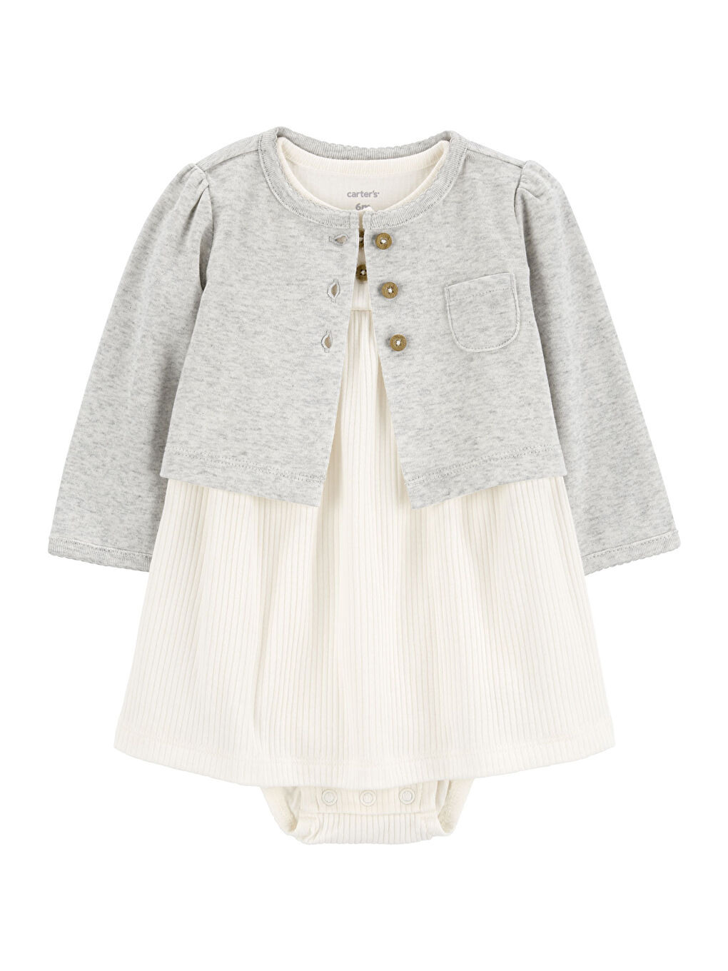 Gri Kız Bebek Elbise Set 2'li Paket