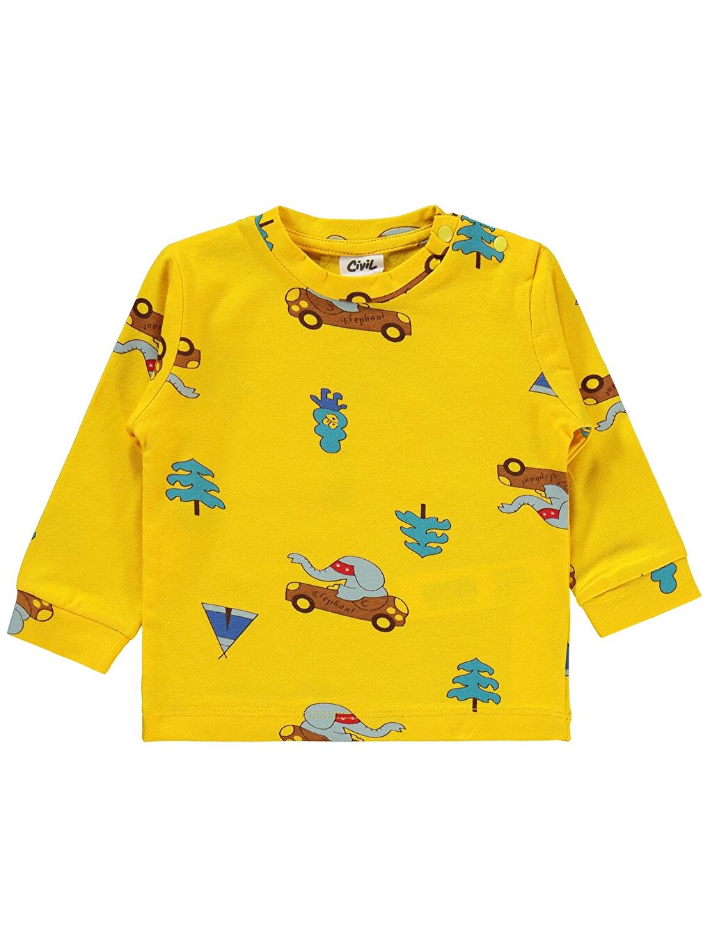 Baby Arabalı Ve Filli 6-18 Ay Pijama Takımı - Sarı-2