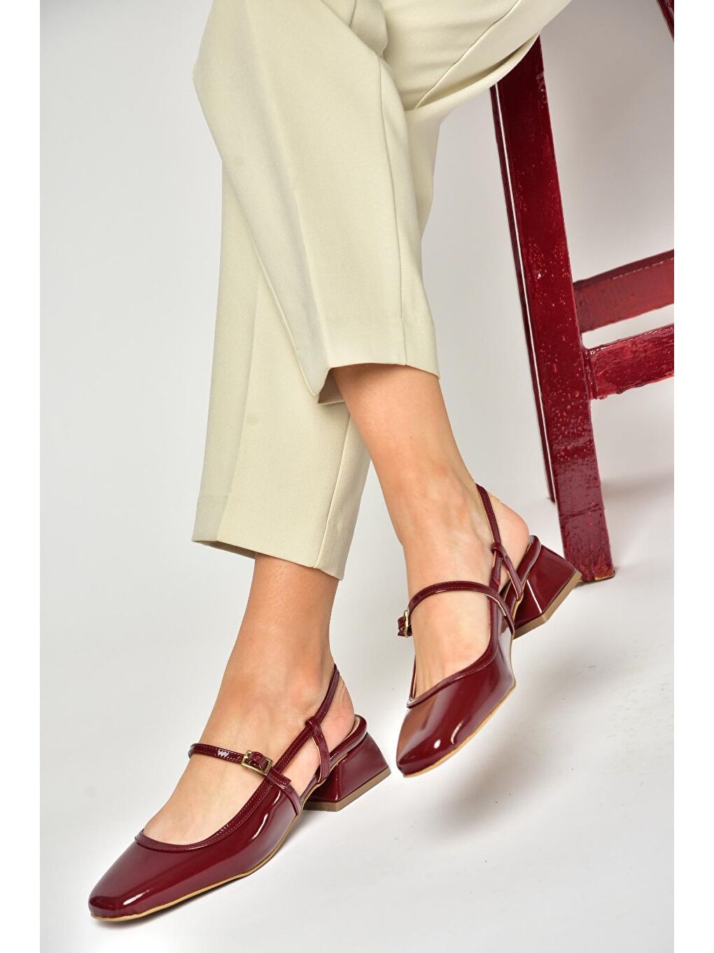 S4725726 Bordo Kadın Babet Ayakkabı-1