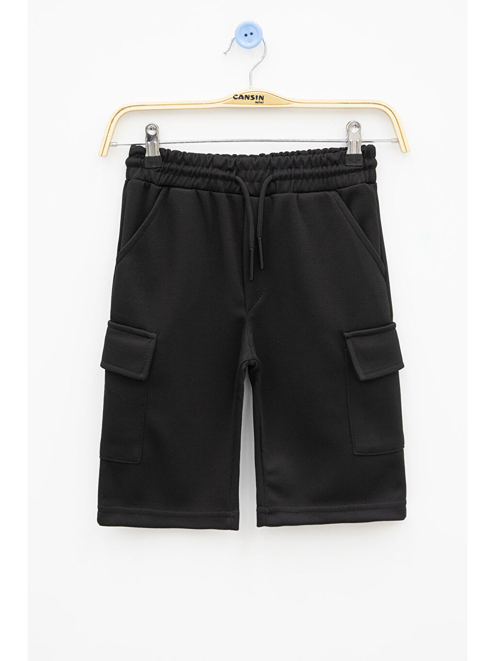 Siyah Beli Lastikli Çift Kargo Cepli Erkek Çocuk Şort 21175