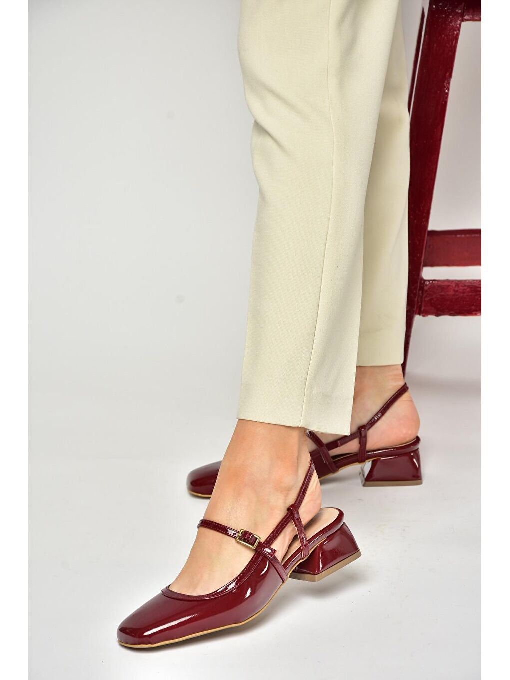 S4725726 Bordo Kadın Babet Ayakkabı-2