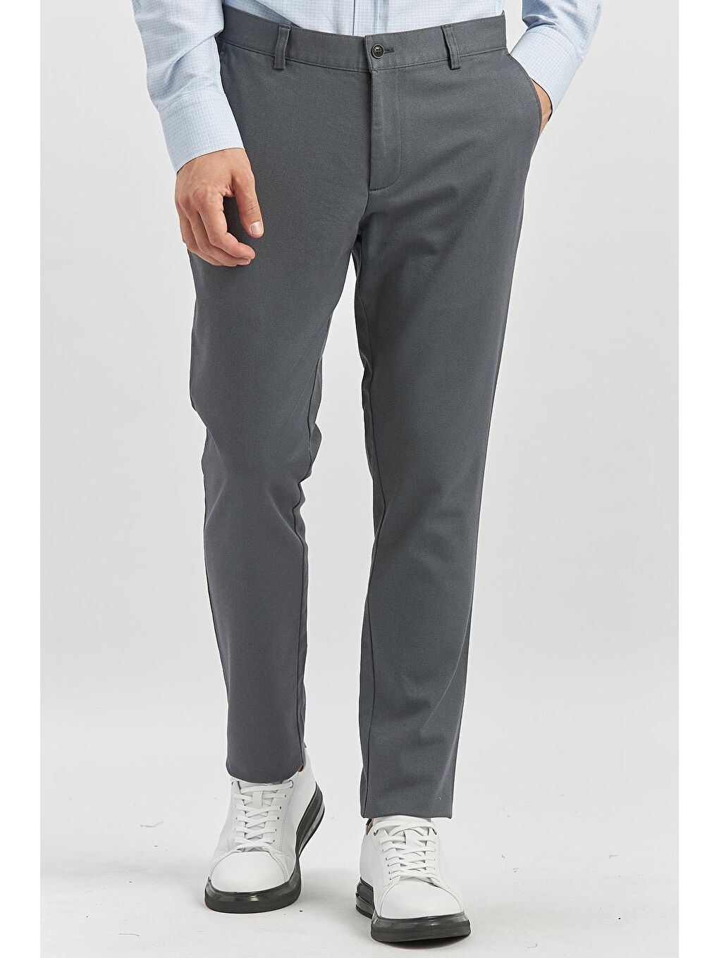 Koyu Antrasit Pamuklu Yandan Cepli Casual Slim Fit Chino Pantolon 1003240168