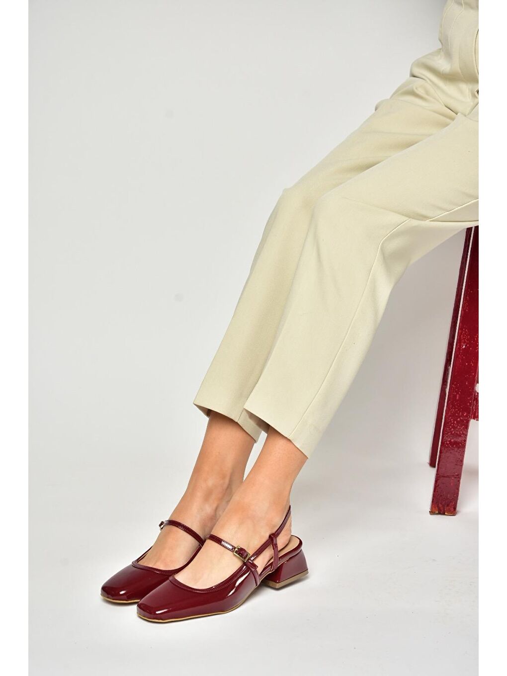 S4725726 Bordo Kadın Babet Ayakkabı-4