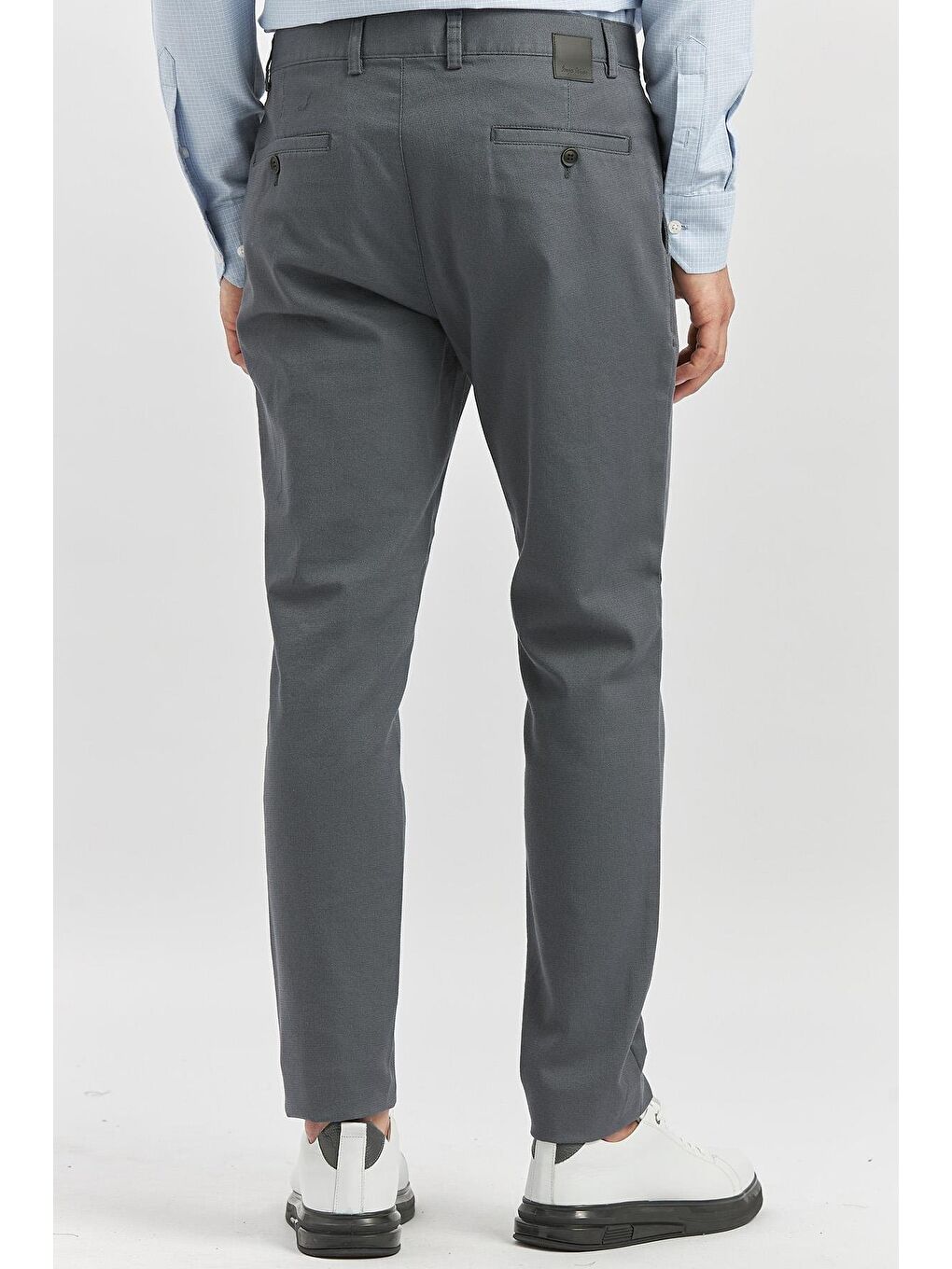 Koyu Antrasit Pamuklu Yandan Cepli Casual Slim Fit Chino Pantolon 1003240168-5