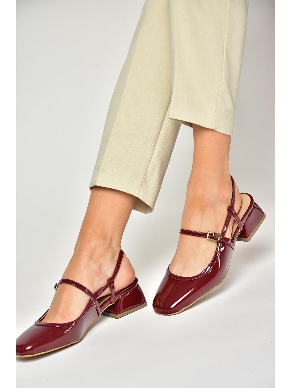 S4725726 Bordo Kadın Babet Ayakkabı-5