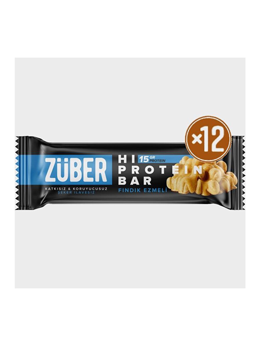 Züber Renksiz Fındık Ezmeli Yüksek Protein Bar 12 X 45 gr