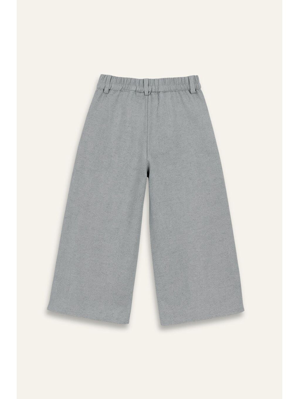 Kız Çocuk İnce Kaşe Pileli Bol Pantolon - Gri-1