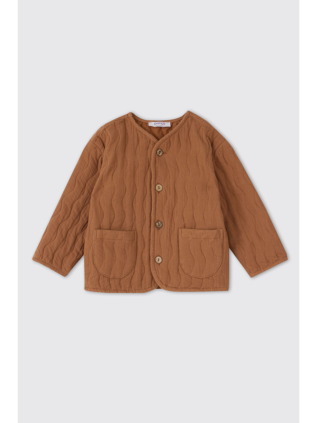 Kahverengi Erkek Bebek Kapitone Kahve Müslin Ceket