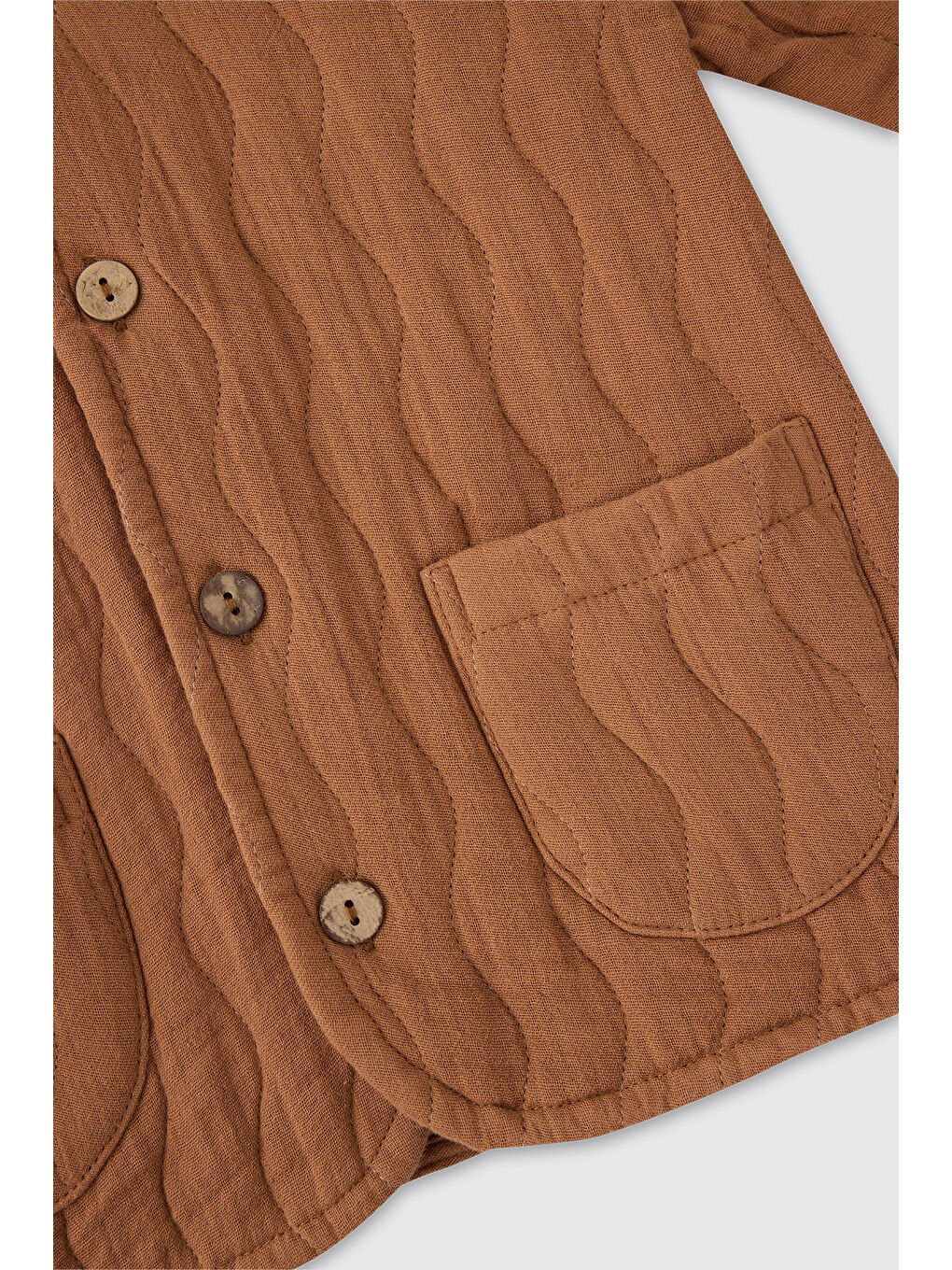 Kahverengi Erkek Bebek Kapitone Kahve Müslin Ceket-2