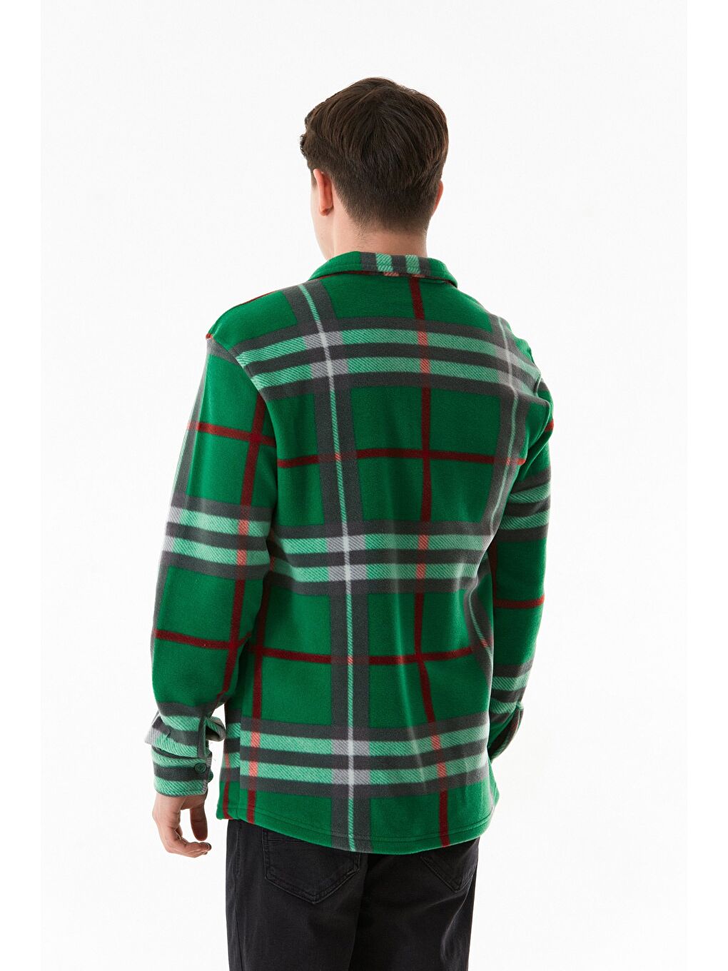 Yeşil Ekose Desenli Polar Gömlek-3