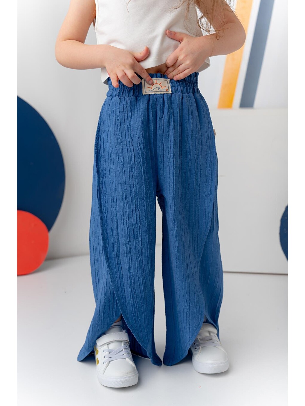 Kız Çocuk Bol Pantolon - İndigo-1